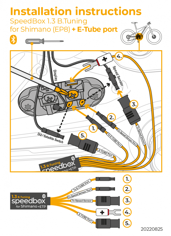 SpeedBox 1.3 B.Tuning for Shimano (EP8) - Variant: +E-Tube port, Package: BAG, Qty: 100 pcs + 16 free