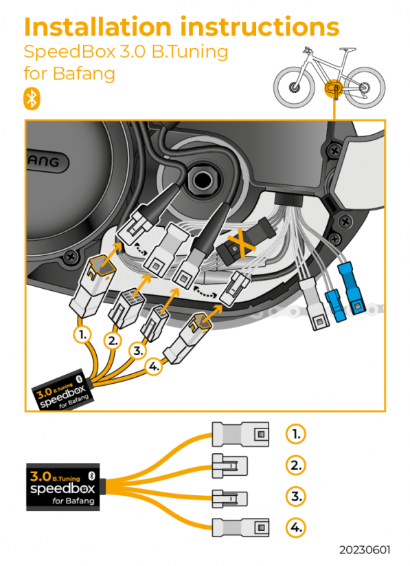 SpeedBox 3.0 B.Tuning for Bafang (3 pin connector) - Qty: 1 pcs, Package: BAG